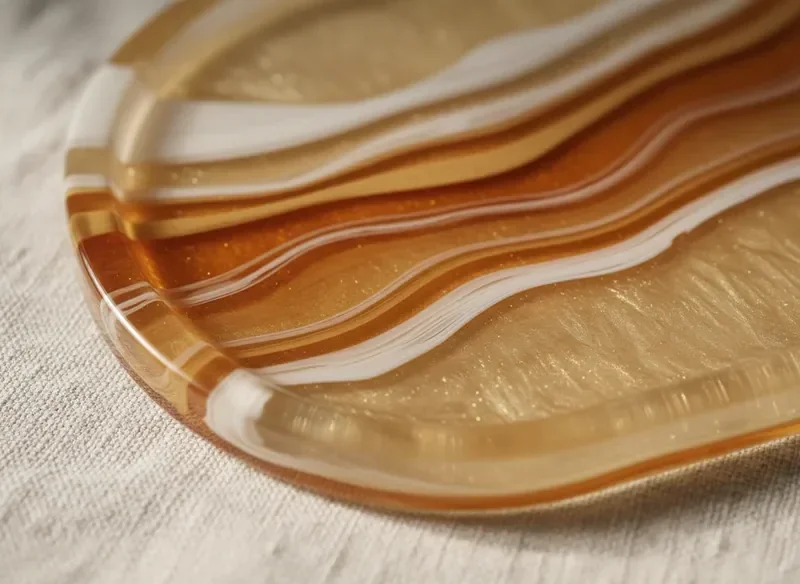 Clear and glossy resin surface in warm tones